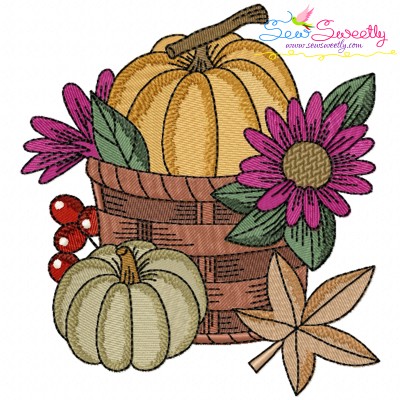 Embroidery Design Pattern - Fall Pumpkins Basket-1