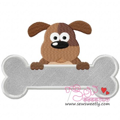 Dog Over A Bone Applique Design Pattern-1