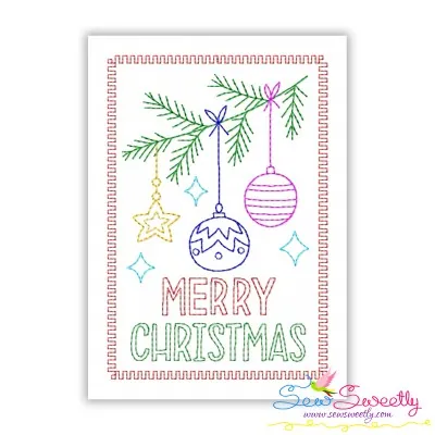 Cardstock Embroidery Design Pattern | Christmas Ornaments Greeting Card-1