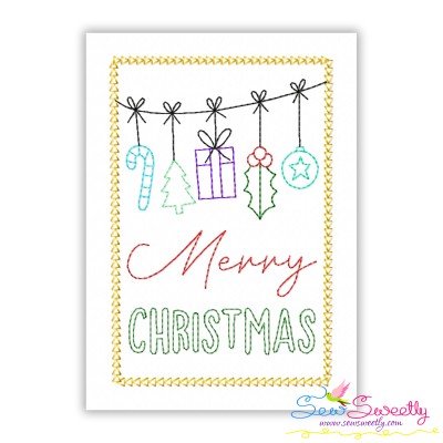 Cardstock Embroidery Design | Merry Christmas Border Greeting Card-1