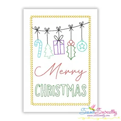 Cardstock Embroidery Design | Merry Christmas Border Greeting Card-1