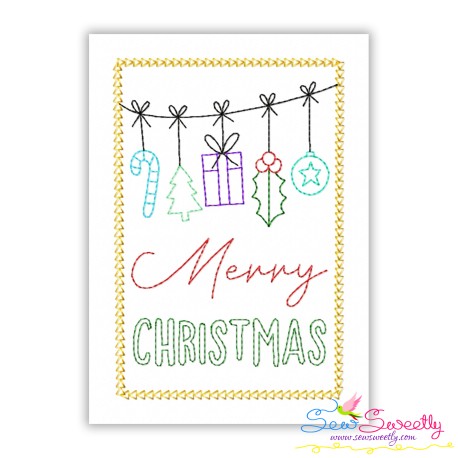 Cardstock Embroidery Design | Merry Christmas Border Greeting Card