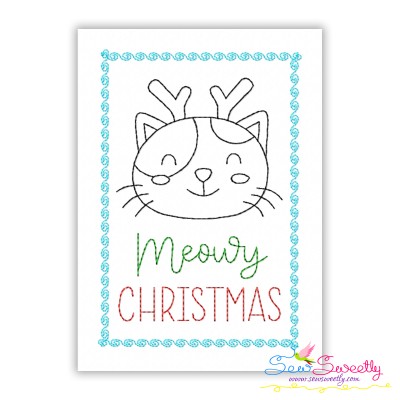 Cardstock Embroidery Design | Meowy Christmas Greeting Card-1