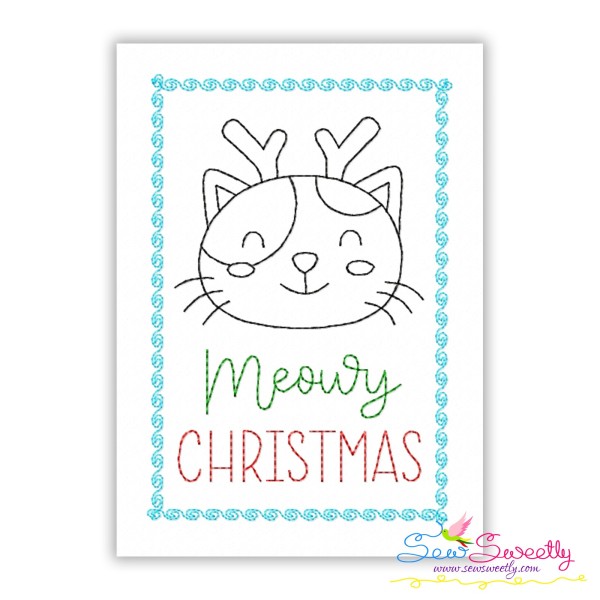 Cardstock Embroidery Design | Meowy Christmas Greeting Card-1
