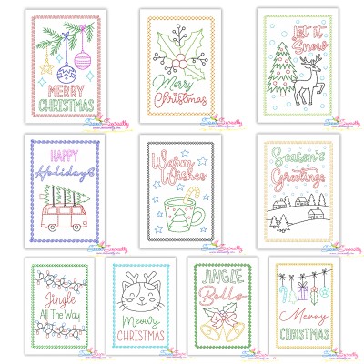 Christmas Cardstock Embroidery Design Bundle-1