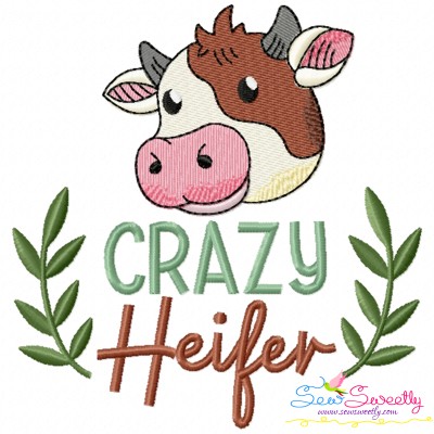 Farm Embroidery Design Pattern - Crazy Heifer-1