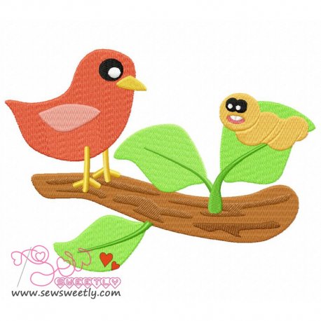 Bird On Branch-1 Embroidery Design- 1