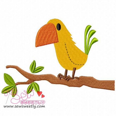 Bird On Branch-2 Embroidery Design Pattern-1