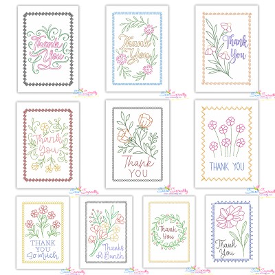 Cardstock Embroidery Design - Thank You Greeting Cards Bundle-1