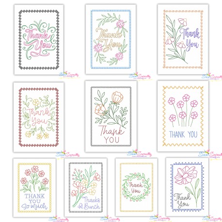 Cardstock Embroidery Design - Thank You Greeting Cards Bundle-1