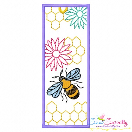 Bookmark Embroidery Design - Bee And Flowers - 9