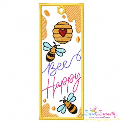 Bookmark Embroidery Design - Bee And Flowers - 8-1
