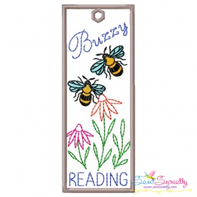 Bookmark Embroidery Design - Bee And Flowers - 7-1