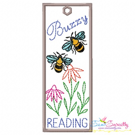 Bookmark Embroidery Design - Bee And Flowers - 7