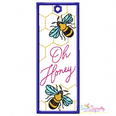 Bookmark Embroidery Design - Bee And Flowers - 5-1
