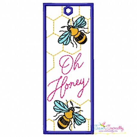 Bookmark Embroidery Design - Bee And Flowers - 5-1