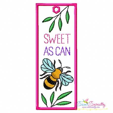 Bookmark Embroidery Design - Bee And Flowers - 3