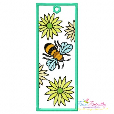 Bookmark Embroidery Design - Bee And Flowers - 2-1
