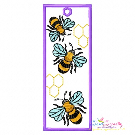 Bookmark Embroidery Design - Bee And Flowers - 1