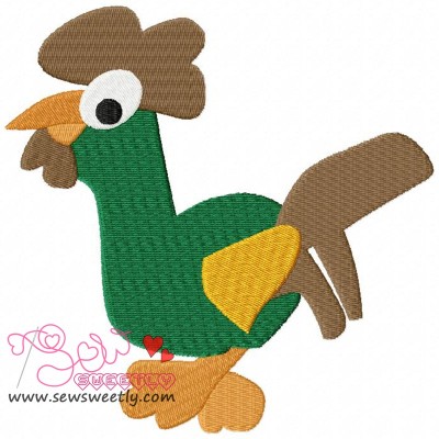 Green Rooster Embroidery Design Pattern-1