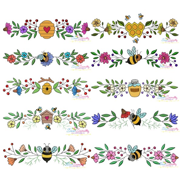 Machine Embroidery Design Bundle - Honey Bee Borders-1