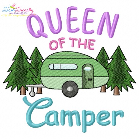 Camping Embroidery Design - Queen of The Camper-1