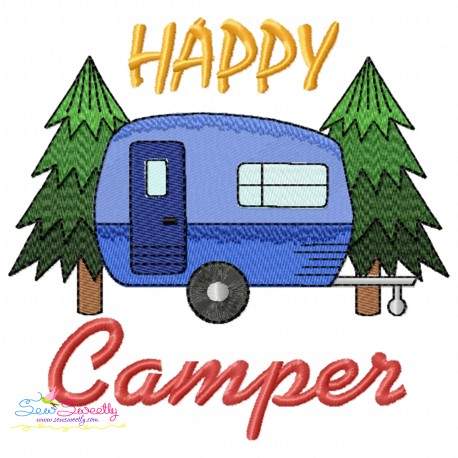 Camping Embroidery Design - Happy Camper