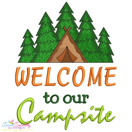 Camping Embroidery Design - Welcome To Our Campsite