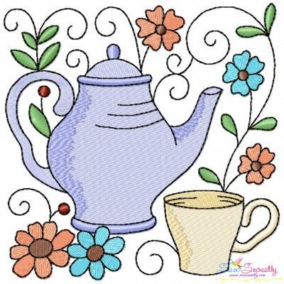Embroidery Design Pattern- Tea Time Block-8-1