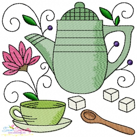 Embroidery Design Pattern- Tea Time Block-7