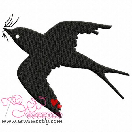 Flying Bird Silhouette Embroidery Design- 1