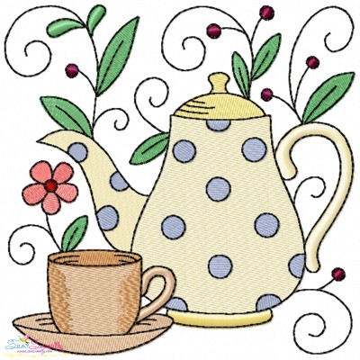 Embroidery Design Pattern- Tea Time Block-6-1
