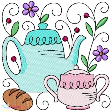 Embroidery Design Pattern- Tea Time Block-5-1