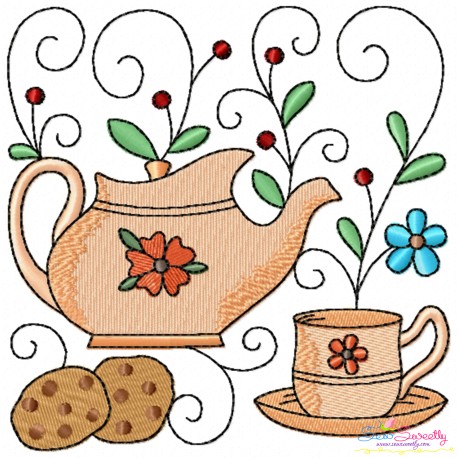 Embroidery Design Pattern- Tea Time Block-3-1