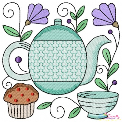 Embroidery Design Pattern- Tea Time Block-2-1
