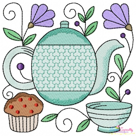 Embroidery Design Pattern- Tea Time Block-2