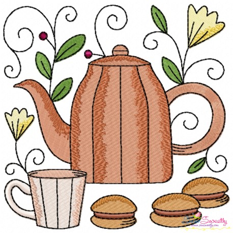 Embroidery Design Pattern- Tea Time Block-1-1