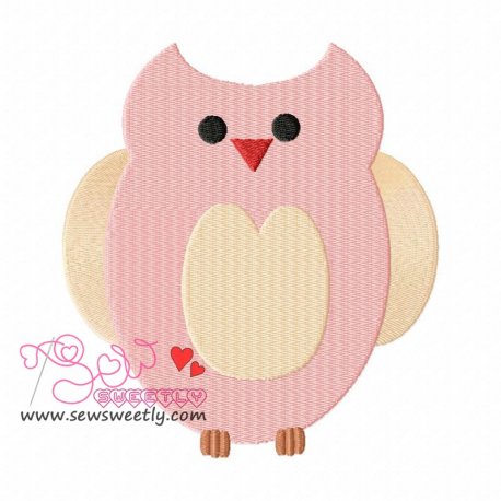 Pink Owl Embroidery Design Pattern-1