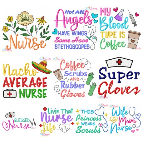 Nursing Machine Embroidery Design Bundle-1