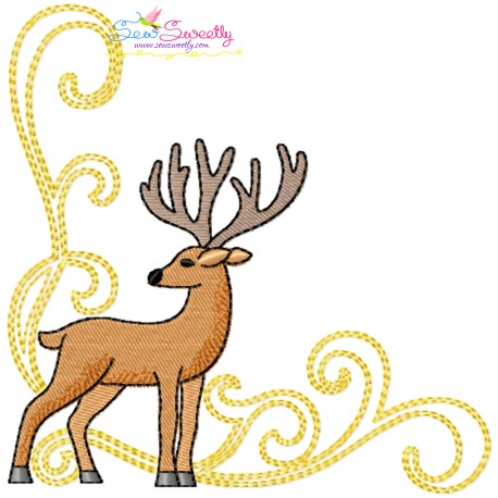 Embroidery Design Pattern - Christmas Corner Reindeer