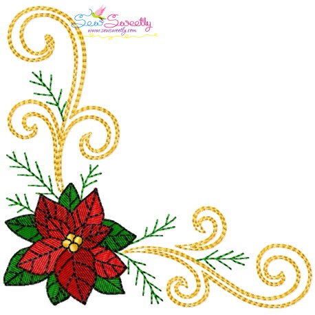 Embroidery Design Pattern - Christmas Corner Flower