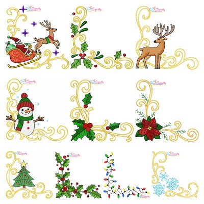Christmas Corners Embroidery Design Bundle-1
