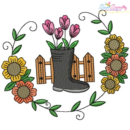 Embroidery Design - Garden Floral Frame-9-1