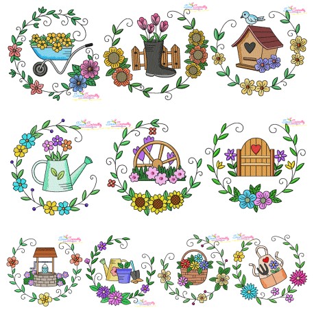 Garden Floral Frames Embroidery Design Bundle-1