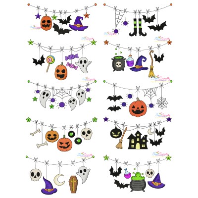 Halloween Borders Embroidery Design Bundle-1