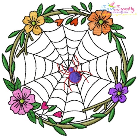 Embroidery Design - Spider Web Halloween Frame-1