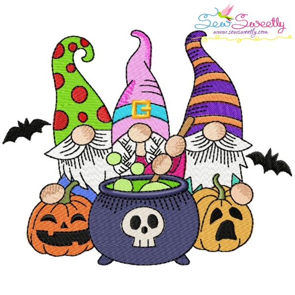 Embroidery Design - Halloween Gnomes Trio-1