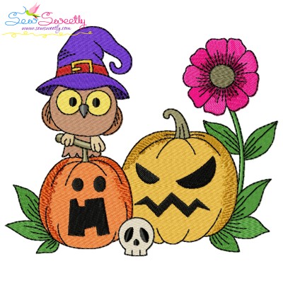 Embroidery Design - Owl And Pumpkins-1