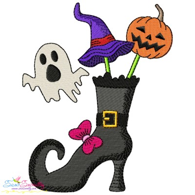 Embroidery Design - Halloween Witch Boot-1