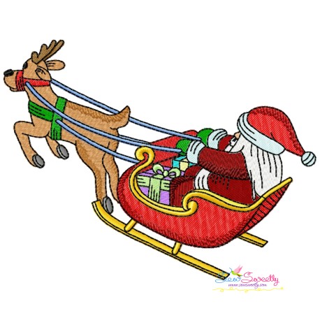 Santa Sleigh-7 Embroidery Design Pattern